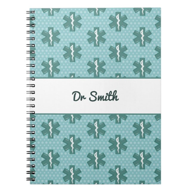 Carnet Nom du médecin personnalisé symbole médical (Devant)
