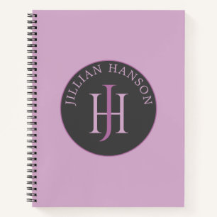 Carnet Nom du monogramme artistique Logo Framboise Violet