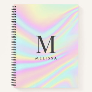 Carnet Nom du monogramme holographique esthétique