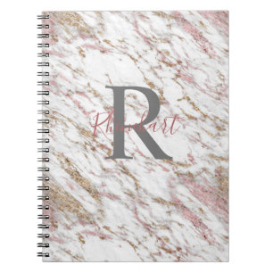 Carnet Nom du monogramme Marque rose rose gris-blanc init