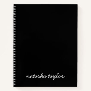 Carnet Nom du monogramme moderne moderne en noir