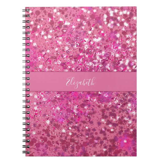 Carnet Nom du monogramme Parties scintillant rose-chaud F (Devant)