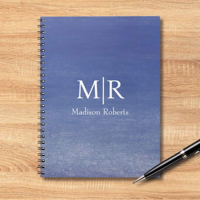 Carnet Nom du monogramme personnalisé bleu océan (Créateur téléchargé)