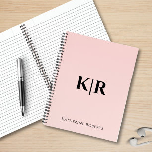 Carnet Nom du monogramme personnalisé rose pâle