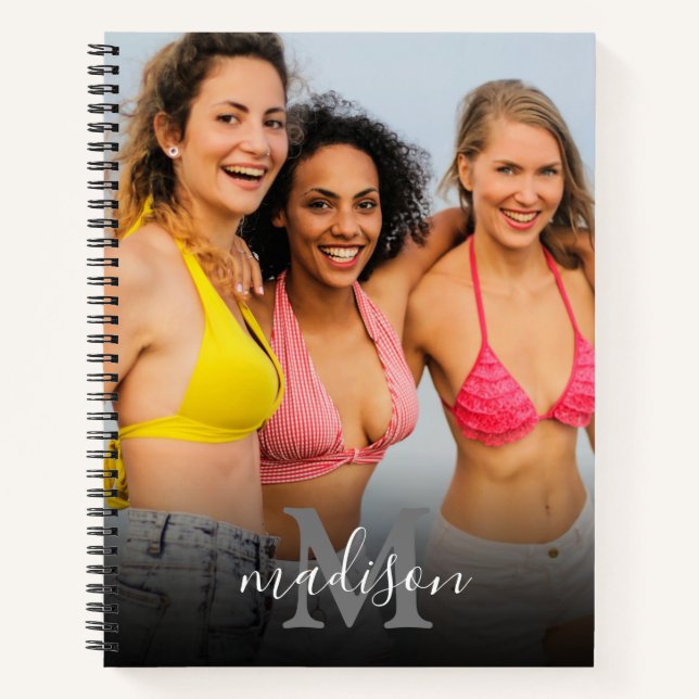 Carnet Nom du monogramme photo personnalisé (Devant)