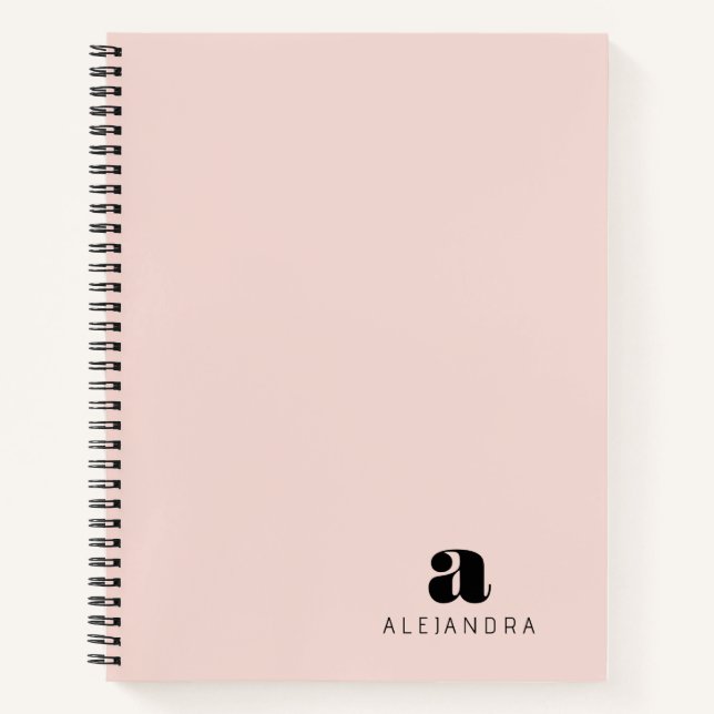 Carnet Nom du monogramme rose gras moderne (Devant)