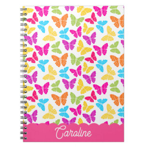 Carnet Nom du Motif du papillon arc-en-ciel mignon et vib