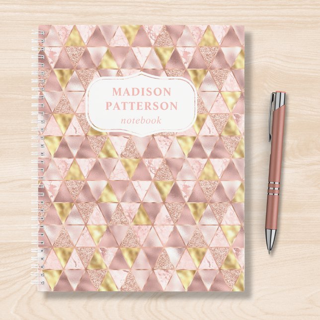 Carnet Nom du Motif Géométrique Shimmer rose pâle (Créateur téléchargé)