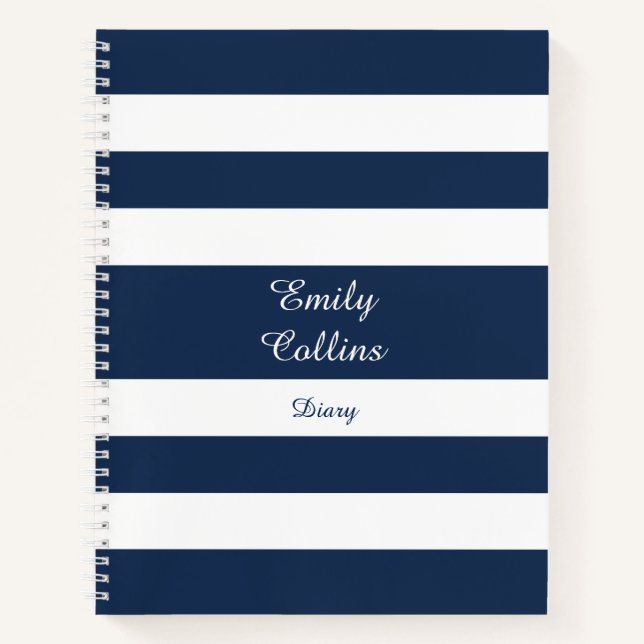 Carnet Nom du Motif Modern Blue Stripes (Devant)
