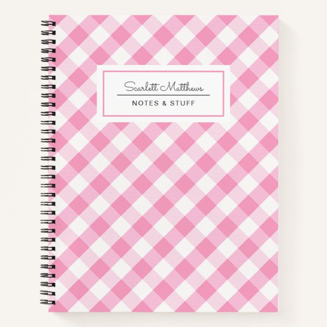 Carnet Nom du Motif rose En vichy plaid (Devant)