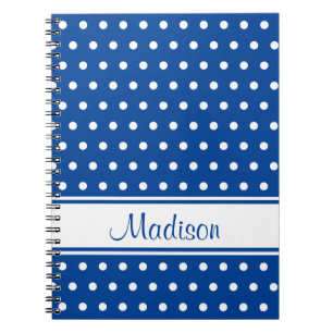 Carnet Nom du script de la bande de points Polka blanc pr