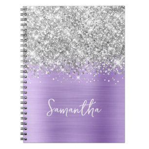 Carnet Nom du script de la lavande de Parties scintillant