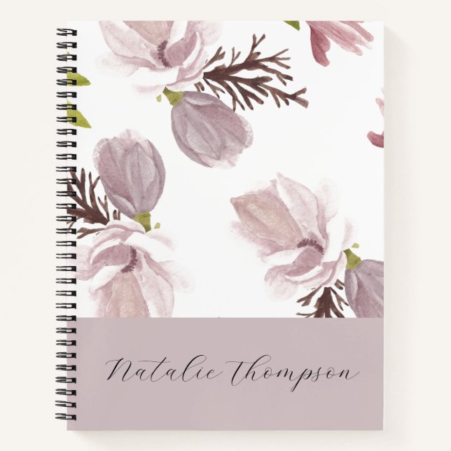 Carnet Nom du script de monogramme botanique féminin mign (Devant)