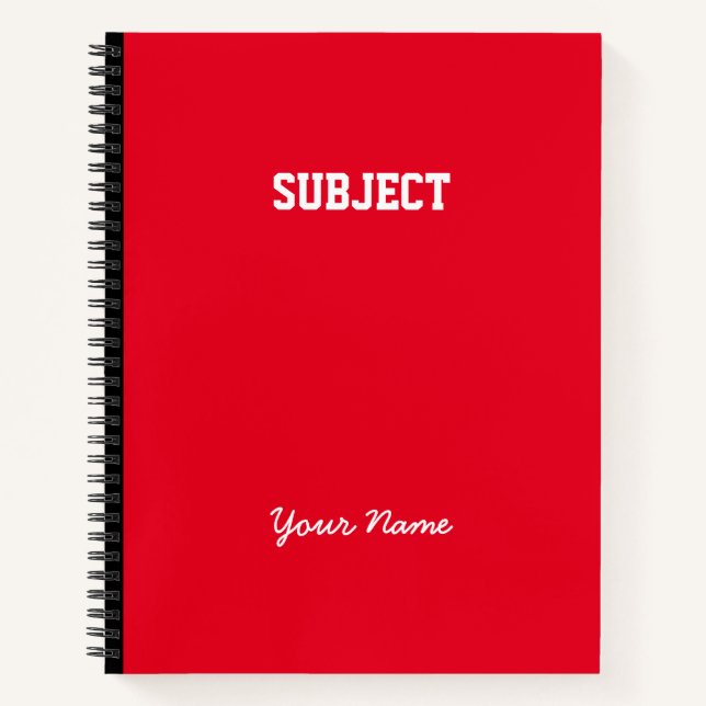 Carnet Nom du script d'objet personnalisé Simple Red (Devant)
