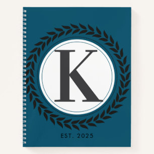 Carnet Nom élégant initial Monogramme Bleu
