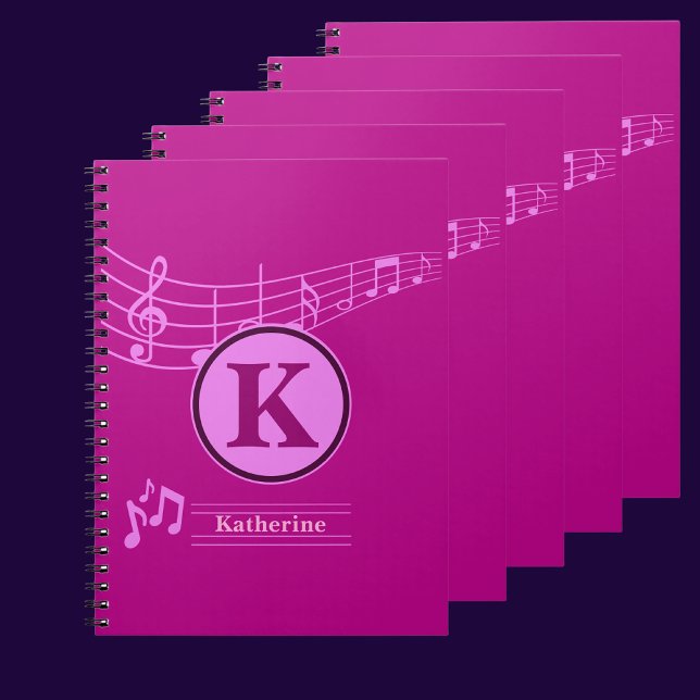 Carnet Nom élégant personnalisé Monogram Letter Music Sch (Créateur téléchargé)