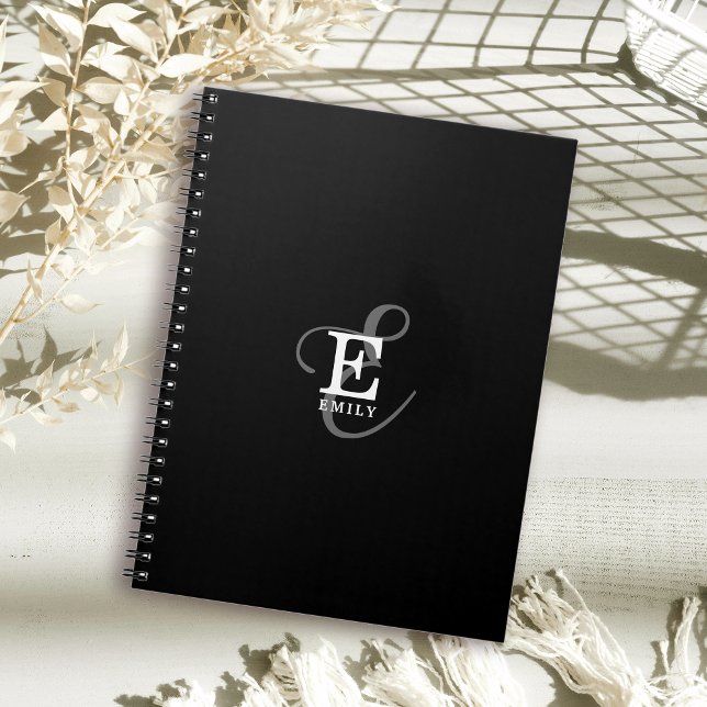 Carnet Nom élégant unique et typographie de monogramme No (Personalize with your name and monogram initial.)