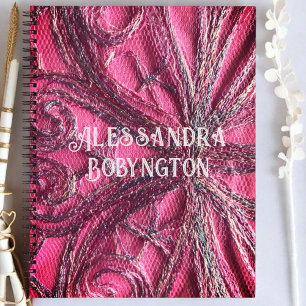 Carnet Nom en monogramme rose floral iridescent élégant