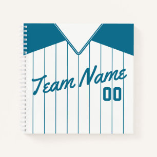 Carnet Nom et numéro Baseball Softball Turquoise Jersey