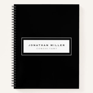 Carnet Nom et titre du cadre noir et blanc professionnel