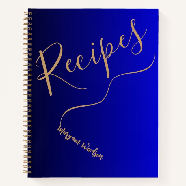 Carnet Nom Gold personnalisé (livre de recettes) noir et  (Devant)