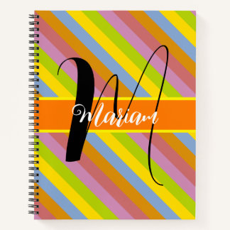 Carnet Nom initial coloré Monogramme - multicolore