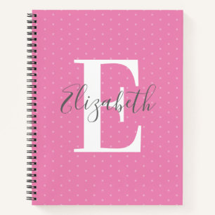 Carnet Nom initial moderne Polka Dot Rose Girl