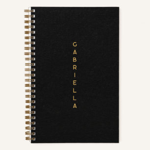 Carnet Nom minimal de la texture et de l'or en papier noi