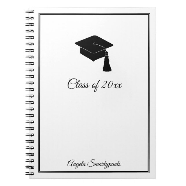 Carnet Nom Minimaliste Classe de Casquette Grad de 2023 (Devant)