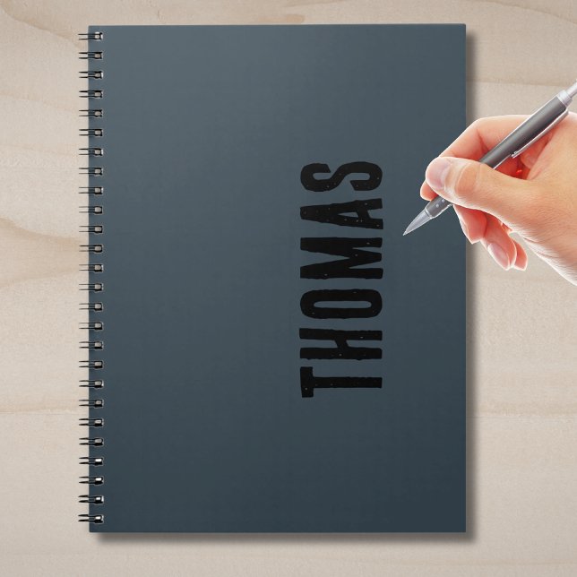 Carnet Nom minimaliste personnalisé Gris Charbon (Créateur téléchargé)