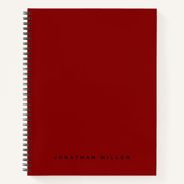 Carnet Nom monogramme professionnel simple | Rouge (Devant)