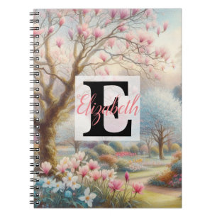 Carnet Nom monogramme sur parc floral vintage à l'aquarel