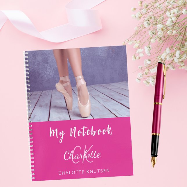 Carnet Nom monographique blanc rose vif photo (Créateur téléchargé)