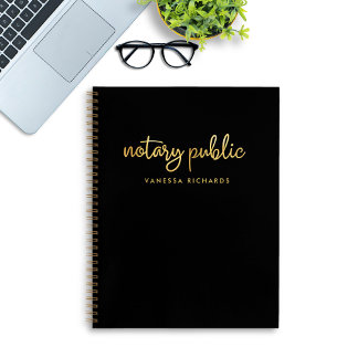 Carnet Nom Noir & Or Chic Script