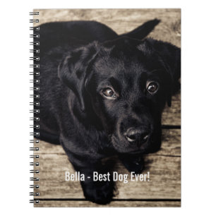 Carnet Nom noir personnalisé de photo de chien de