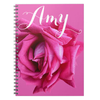 Carnet Nom personnalisable Amy rose floral rose chère 