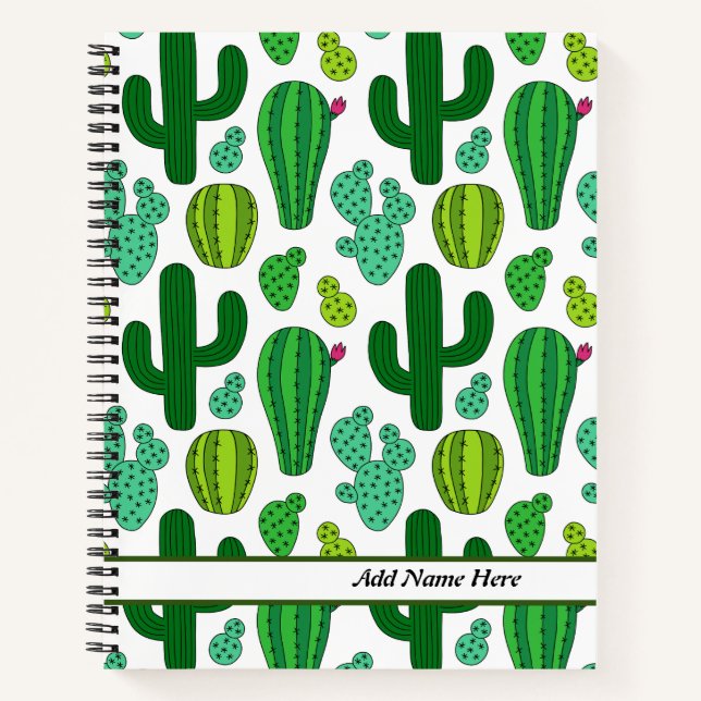 Carnet Nom personnalisable du Motif Cactus Cute (Devant)