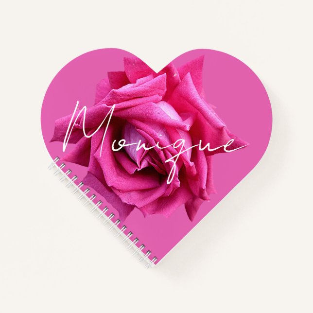 Carnet Nom personnalisable Monique fleur rose rose mignon (Devant)