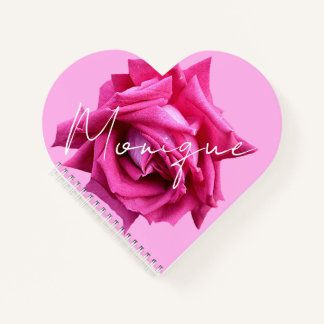 Carnet Nom personnalisable Monique jolie rose rose fun