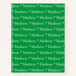 Carnet Nom personnalisable motif vert blanc recette