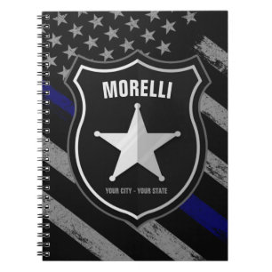 Carnet NOM personnalisé Agent de police Sheriff Cop Drape