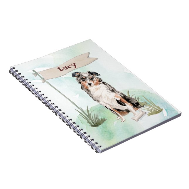 Carnet Nom personnalisé Australian Shepherd Pet Dog (Côté Droit)