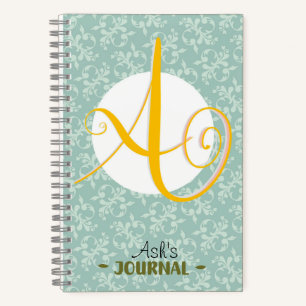 Carnet Nom personnalisé avec Filigree initial et victorie