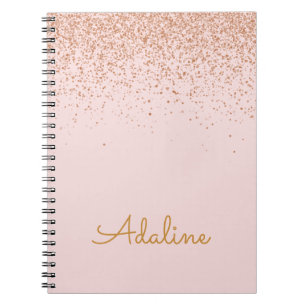 Carnet Nom personnalisé avec monogramme et paillettes dor