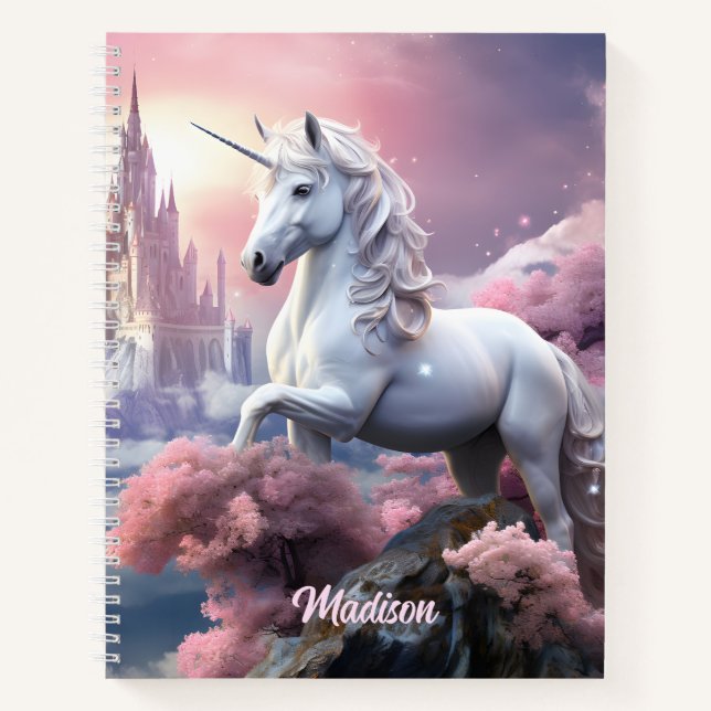 Carnet Nom personnalisé belle licorne (Devant)