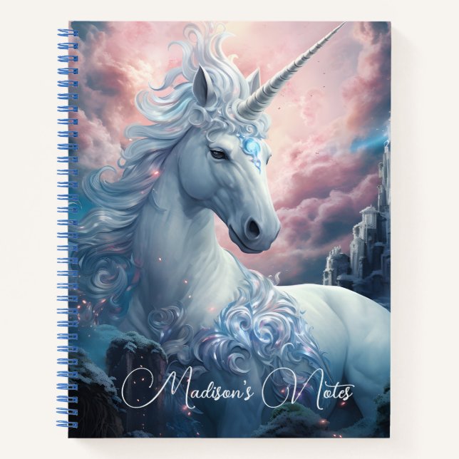 Carnet Nom personnalisé belle licorne (Devant)