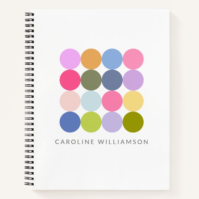 Carnet Nom personnalisé Cercles géométriques colorés (Devant)