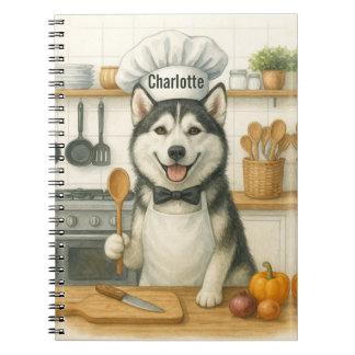 Carnet Nom personnalisé Chien drôle de chef sibérien husk
