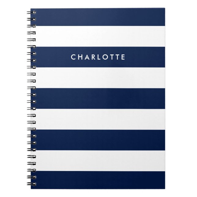 Carnet Nom personnalisé Couleur modifiable et bandes blan (Devant)