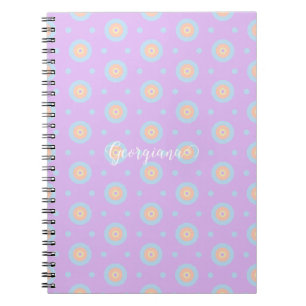 Carnet Nom personnalisé Cute Pastel Rainbow Bullseyes Mot